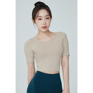 XT4202T MIDDLE SLEEVE CROP TOP SAND BEIGE